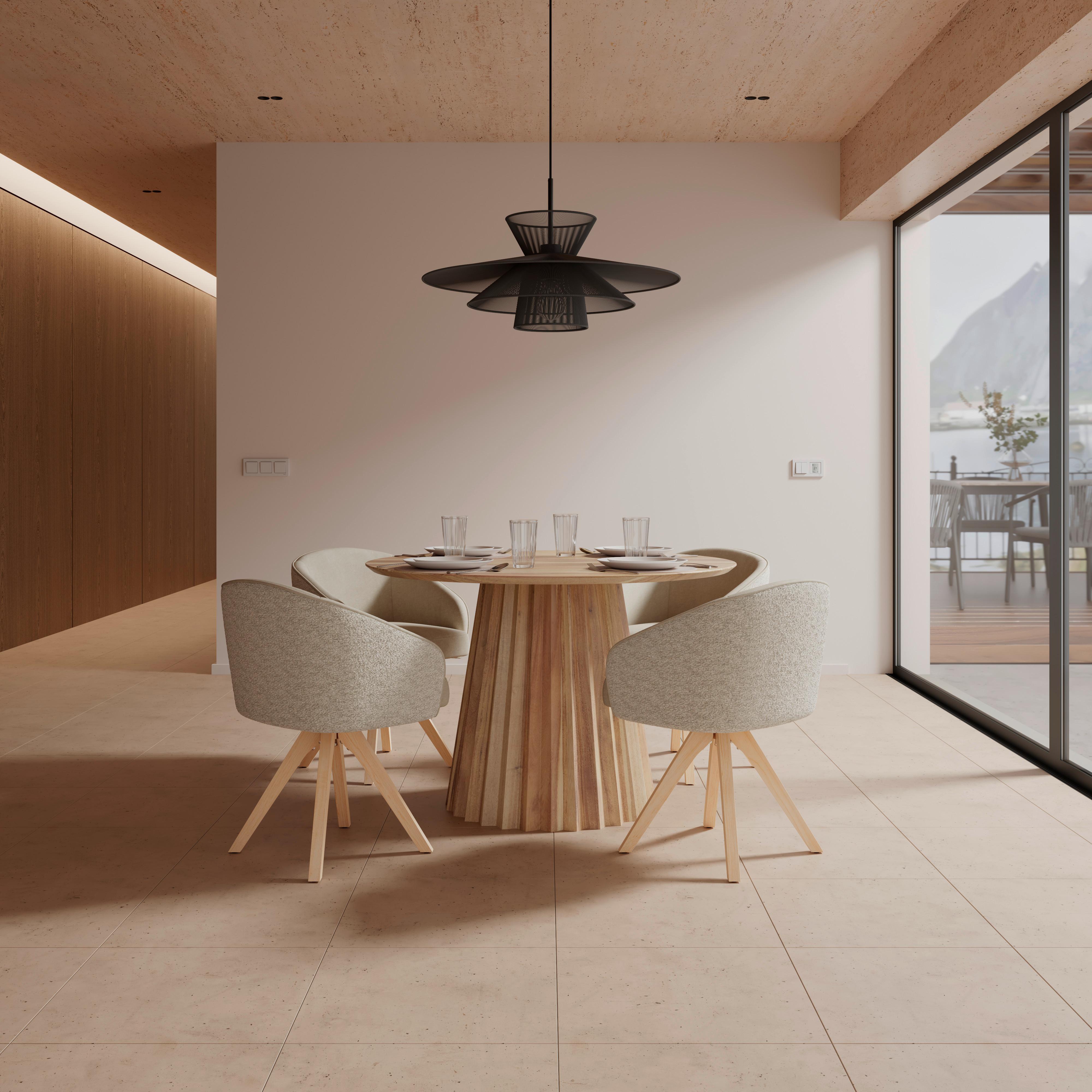 STOLIČKA S PODRÚČKAMI EMMIE - farba duba/taupe, Modern, drevo/textil (60/75/60cm) - Bessagi Home