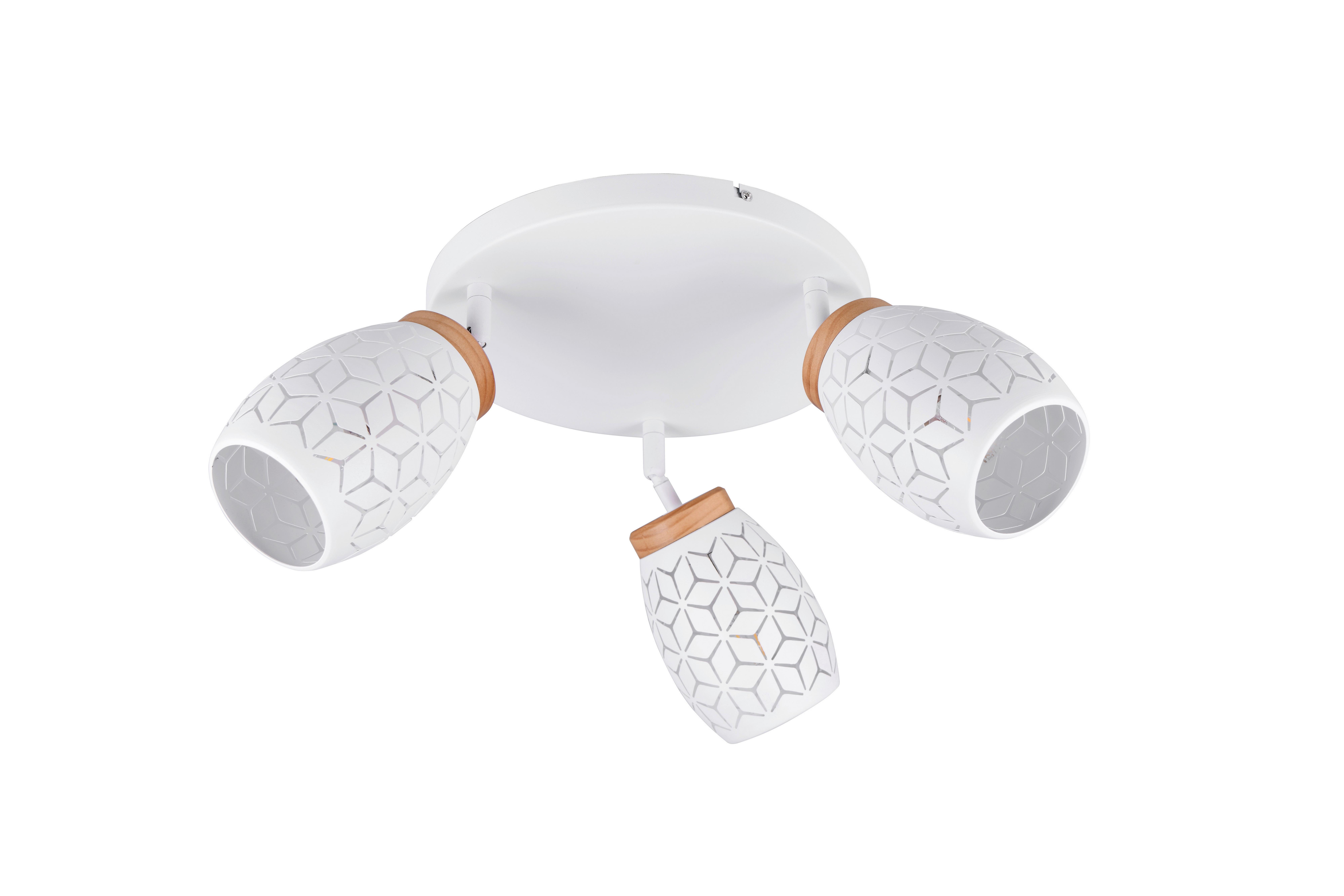 Deckenstrahler Bidar Weiß Kieferfarben D: 58 Cm - Weiß/Kieferfarben, Trend, Holz/Metall (58/27cm)