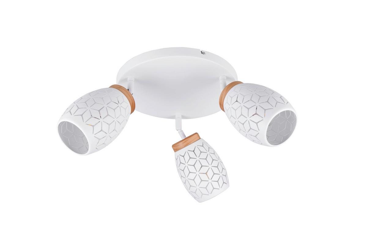 Deckenstrahler Bidar Weiß Kieferfarben D: 58 Cm - Weiß/Kieferfarben, Trend, Holz/Metall (58/27cm)