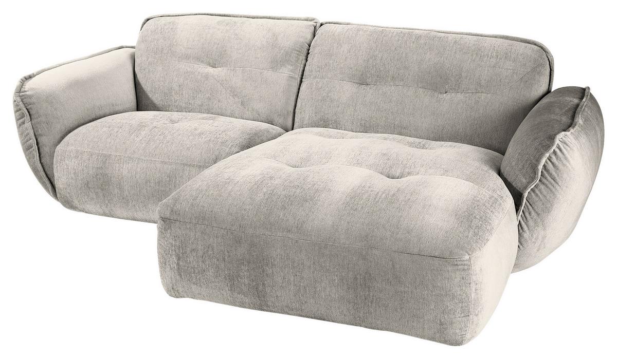 Ecksofa Fluffy Silberfarben S: 269x184 Cm - Silberfarben/Schwarz, MODERN, Textil (269/184cm) - Trendmanufaktur