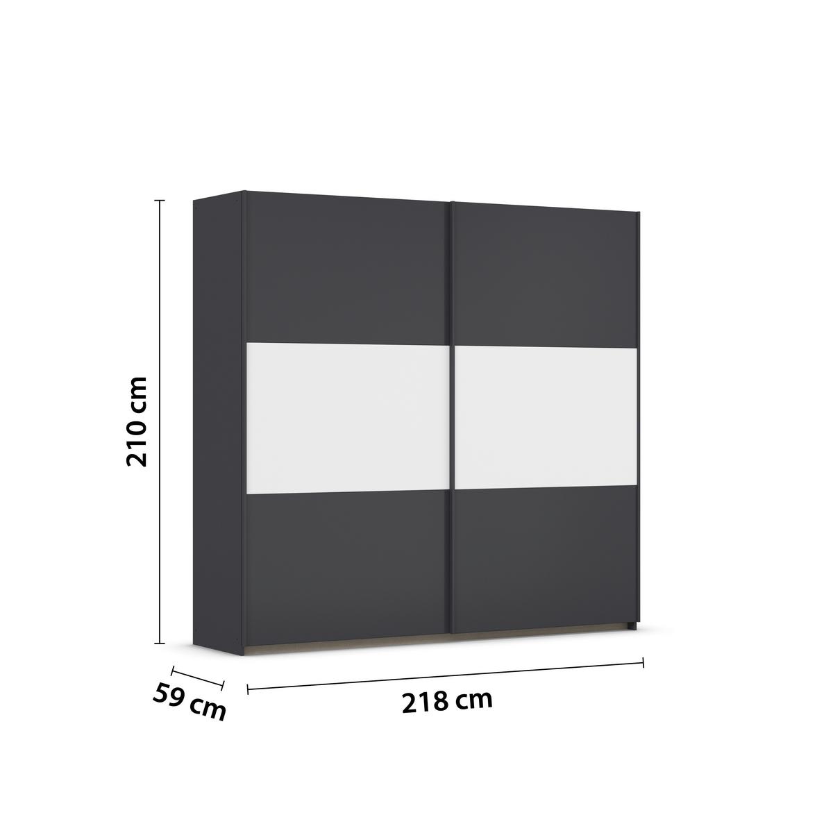 Schwebetürenschrank Neo Grau Weiß B: 218 cm - Alufarben/Weiß, MODERN, Holzwerkstoff (218/210/59cm) - Rauch Möbel