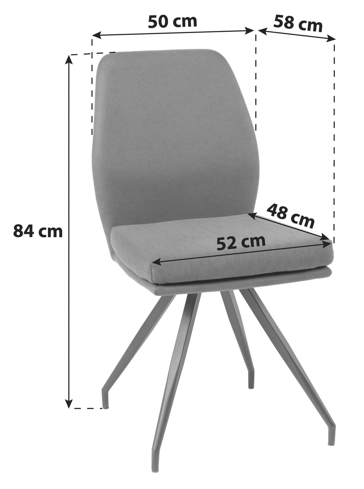 Stuhl Maria - Samt grau/Füße schwarz Modern - Rousseau