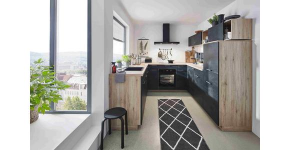 Einbauküche Schwarzbeton Planbar In Schwarzbeton - Dunkelgrau/Schwarz, MODERN, Holzwerkstoff - Vertico