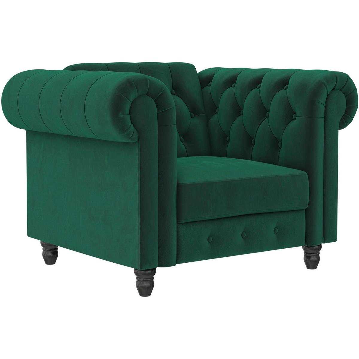 Sessel Firenze Dunkelgrün, Relaxfunktion - Dunkelgrün/Schwarz, Basics, Textil (111/83/87cm) - Livetastic