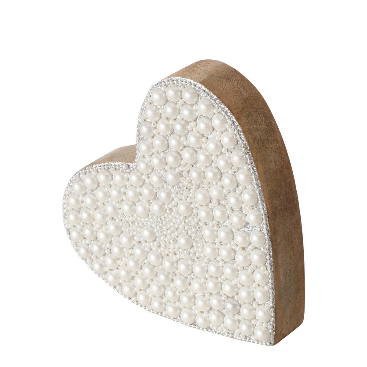 Dekor Szív Berlian - barna/fehér, Basics, műanyag/fa (15/3,5/13,5cm)