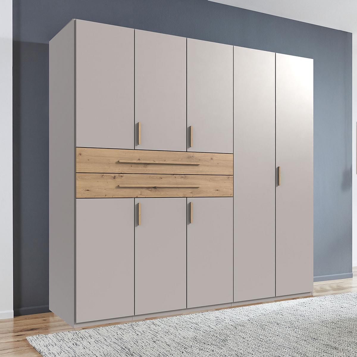 Šatníková skriňa LUMIO, šírka 225 cm - kašmírová/dub artisan, Konventionell, kompozitné drevo (225/208/65cm) - Modern Living