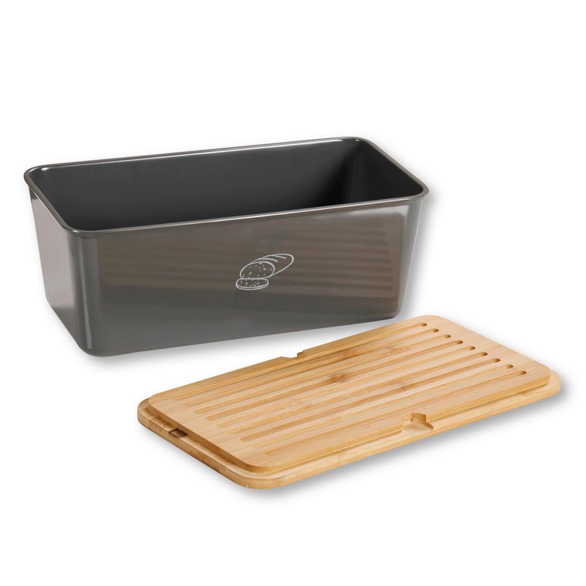Brotbox Grau, Hellbraun L: 34 cm - Hellbraun/Grau, Basics, Naturmaterialien/Kunststoff (34/18/13.5cm) - Kesper
