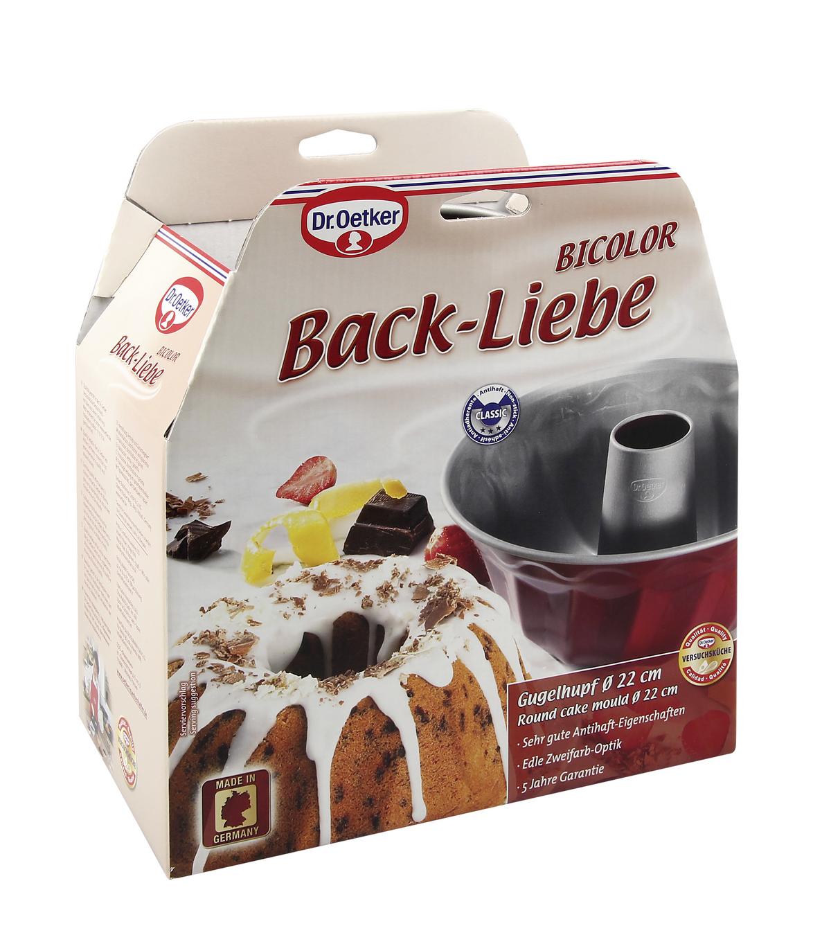 Gugelhupfform 2482 Rund DxH: 22x11,5 cm Antihaftbeschichtet - Rot/Grau, Basics, Metall (22/11,5cm) - Dr.Oetker