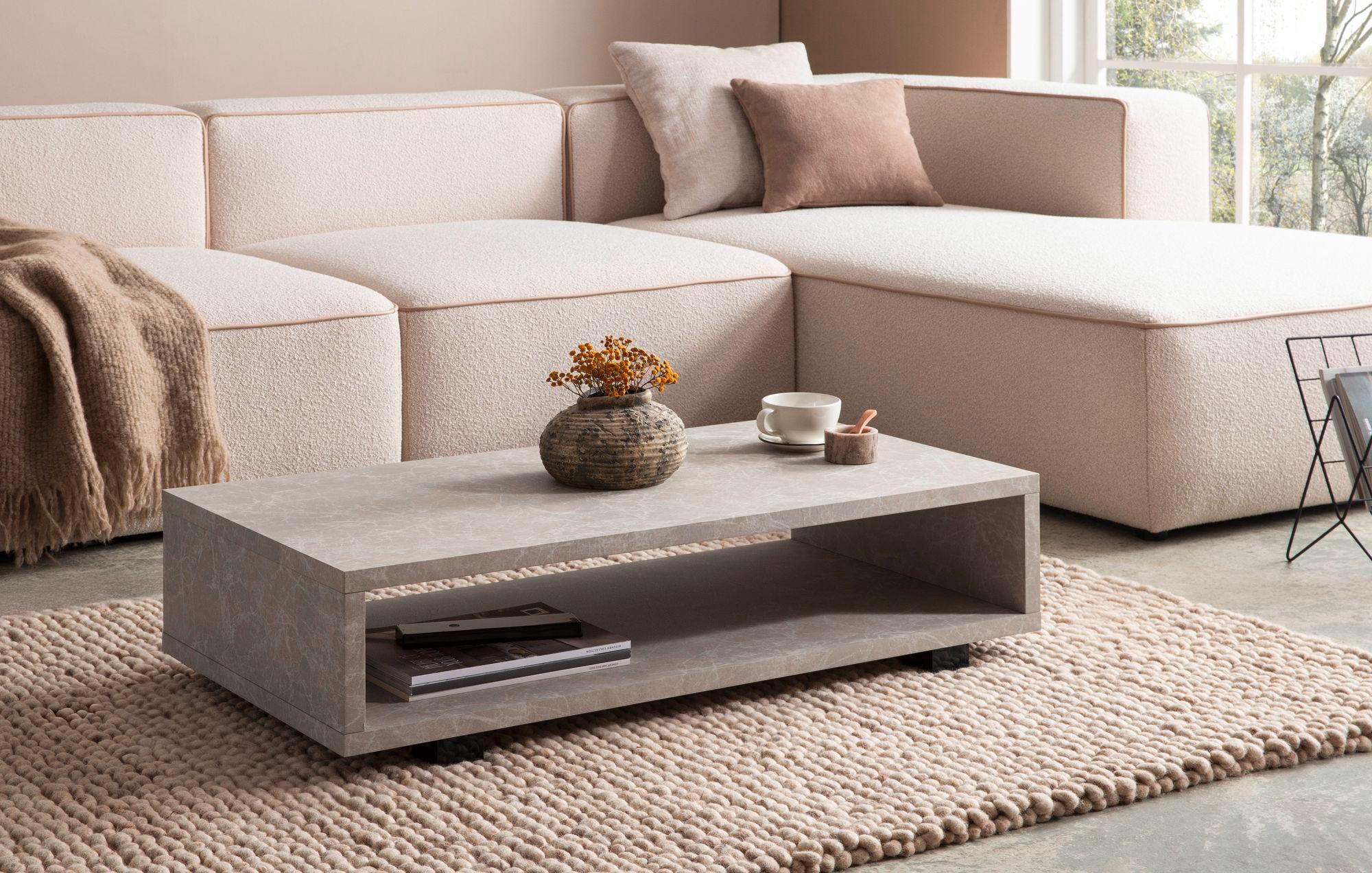 Couchtisch Sandfarben L: 100 Cm - Sandfarben/Schwarz, Design, Holzwerkstoff/Kunststoff (100/50/25cm) - Livetastic