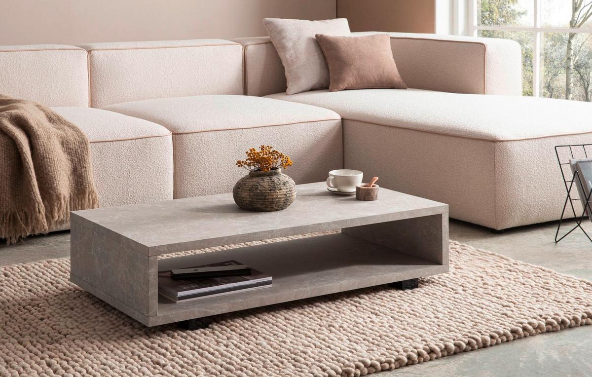 Couchtisch Sandfarben L: 100 cm - Sandfarben/Schwarz, Design, Holzwerkstoff/Kunststoff (100/50/25cm) - Livetastic