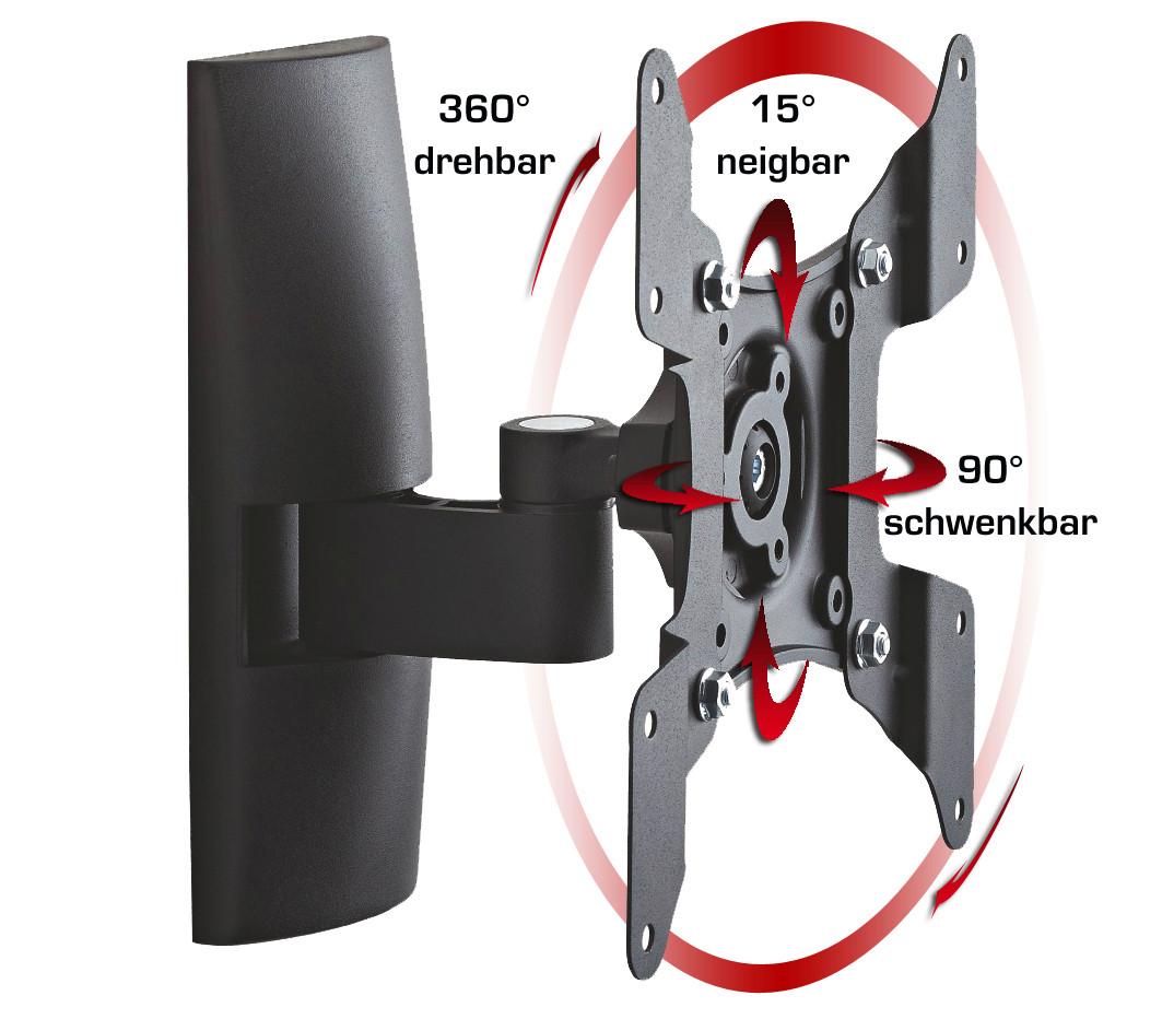 TV-Wandhalterung Bis 37“ Dreh- U. ausziehbar Ts1 Max. 20 Kg - Schwarz, KONVENTIONELL, Metall (20/23/15,5cm) - MID.YOU