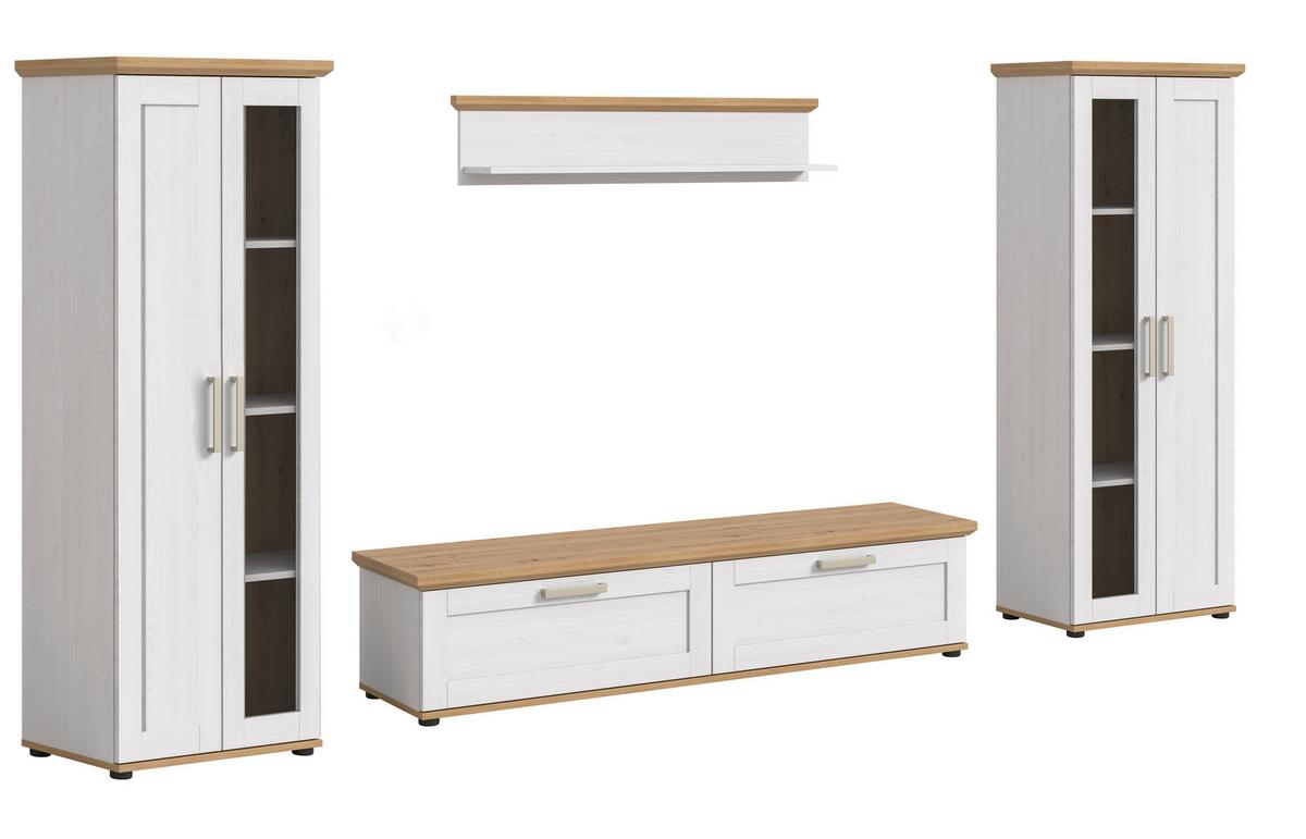 Wohnwand Verona Lärchefarben /Eiche Dekor B: 316cm - Lärchefarben/Eiche Artisan, Design, Holzwerkstoff (316/161/40cm) - Livetastic