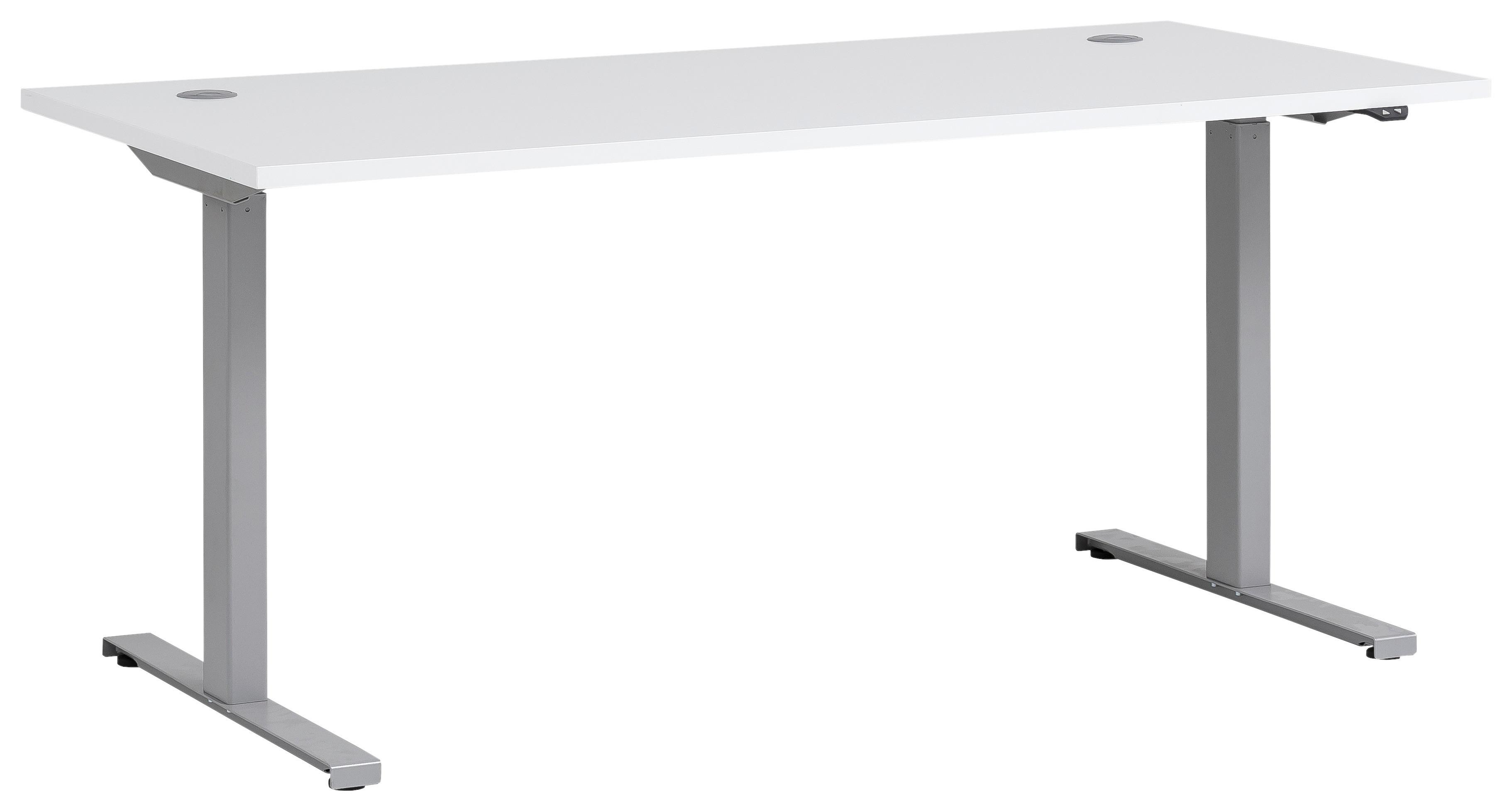 Schreibtisch höhenverstellbar B 160 H 70-120 cm Office, Weiß - Silberfarben/Weiß, KONVENTIONELL, Holzwerkstoff/Metall (160/75/70,5(117)cm) - MID.YOU