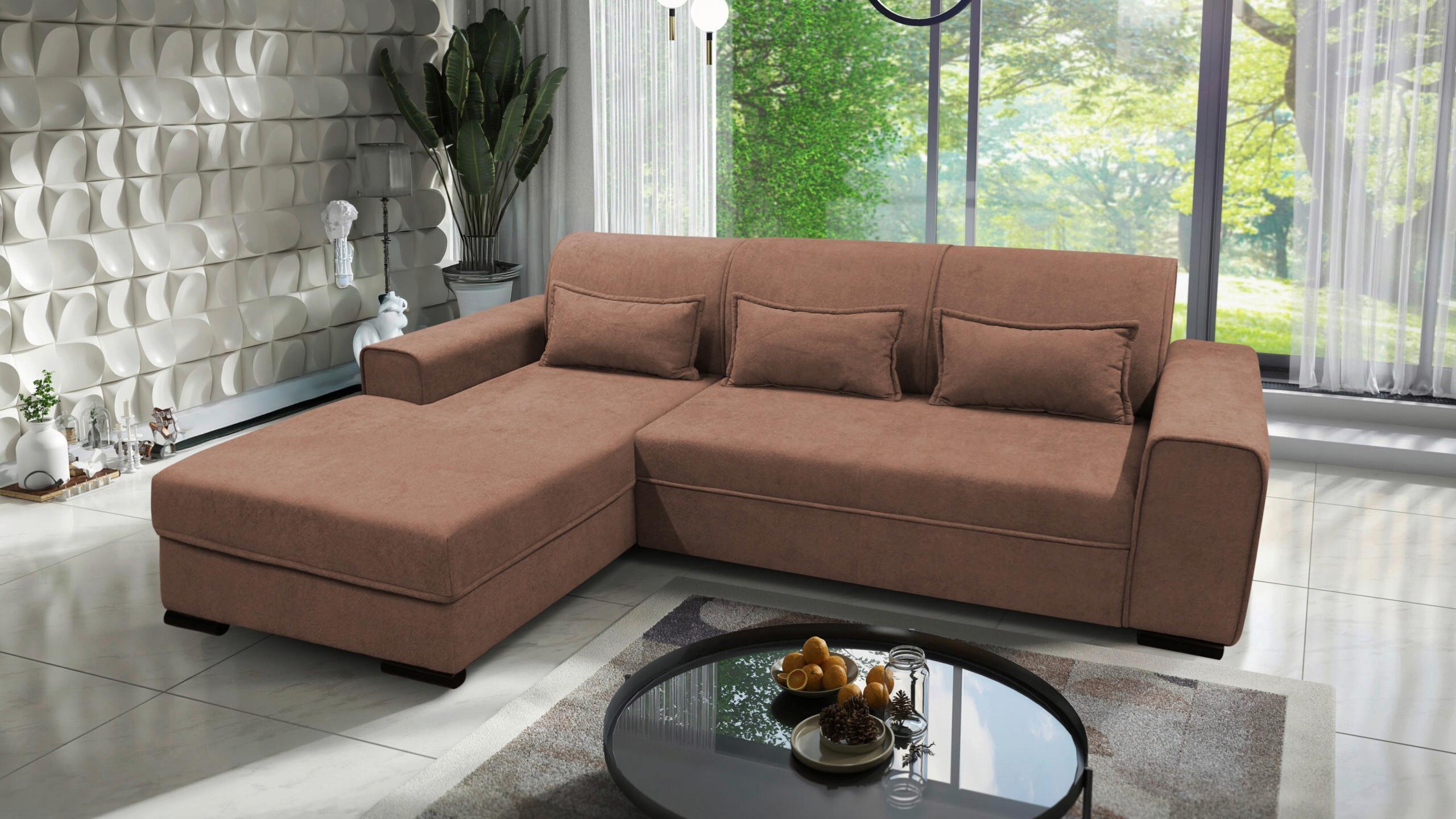 Ecksofa Classic Altrosa 175x270 cm - Schwarz/Altrosa, Design, Textil (175/270cm) - MID.YOU