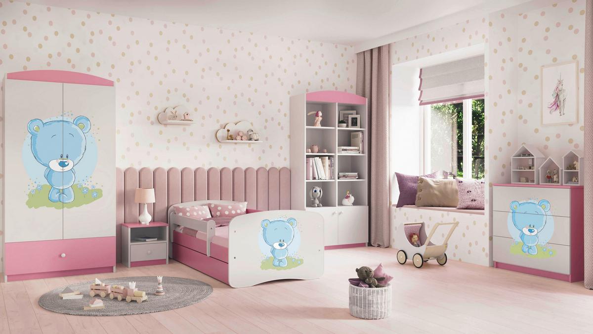 Kinder-/Juniorbett Babydreams Inkl. Matratze 80x160 - Pink/Birkefarben, MODERN, Holz/Holzwerkstoff (80/160cm) - MID.YOU