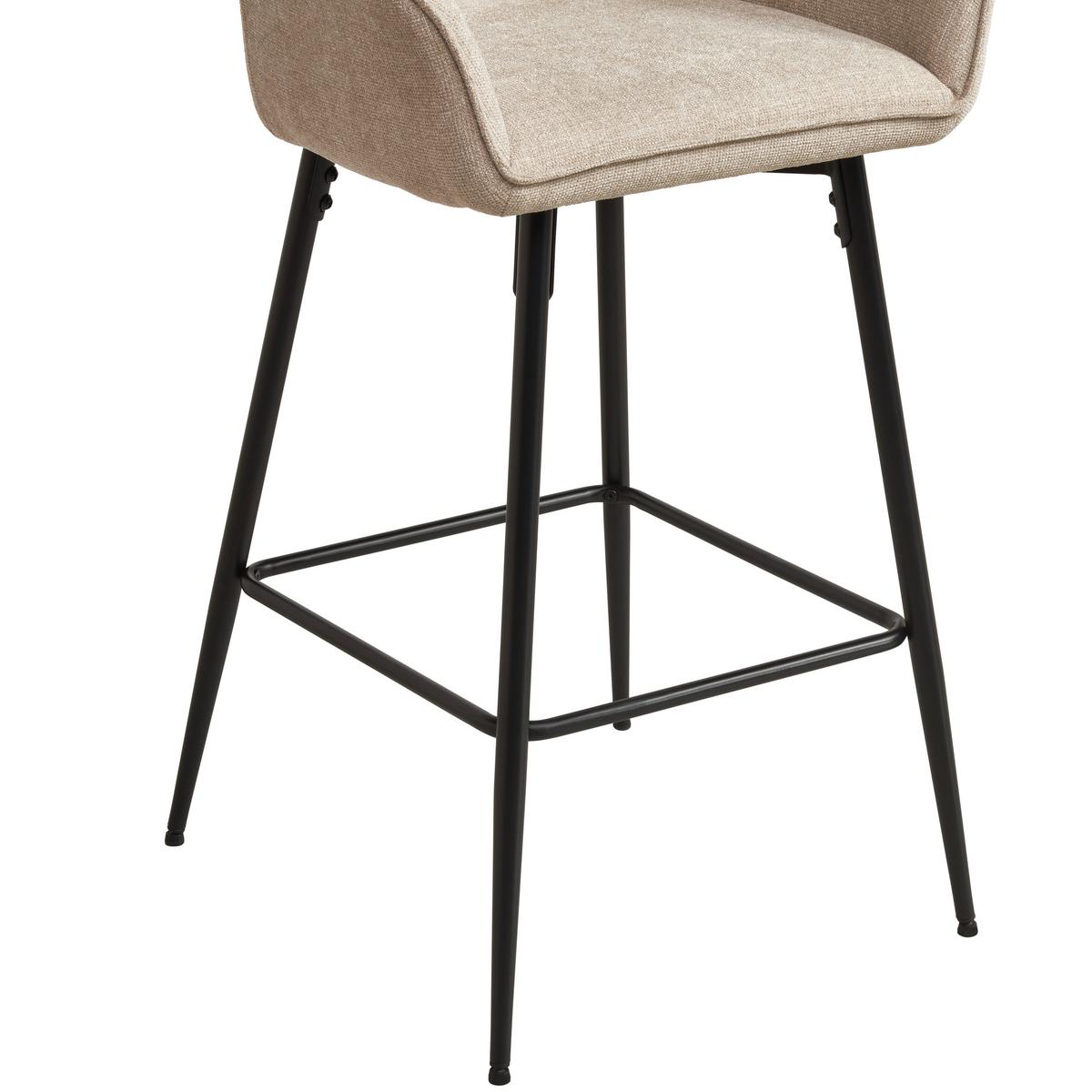 Barhocker Pim Mit Armlehne Leinenoptik Beige, B: 57 Cm - Beige/Schwarz, KONVENTIONELL, Holz/Textil (57/105/57cm) - MID.YOU