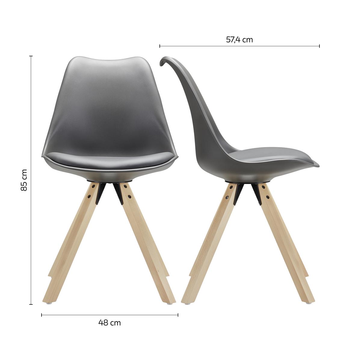 Jedálenská stolička RICKY šedá - farba buka/sivá, Modern, drevo/textil (48/85/57,4cm) - Bessagi Home