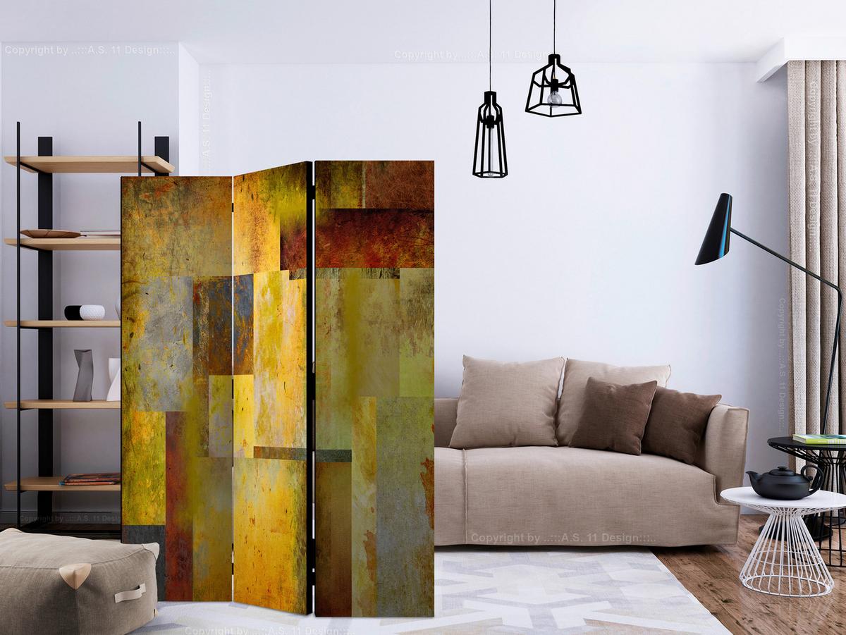 Paravent Multicolor Dunkelgelb B: 135cm - Multicolor/Dunkelgelb, Basics, Holz/Textil (135/172/3cm) - artgeist