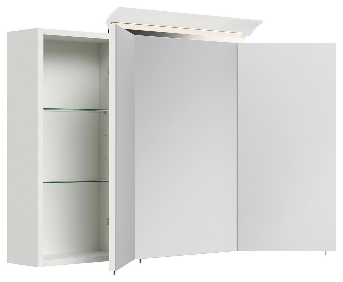 Spiegelschrank Weiß Hochglanz B: 120 cm - Weiß Hochglanz, MODERN, Glas/Holzwerkstoff (120/62,5/17cm) - MID.YOU