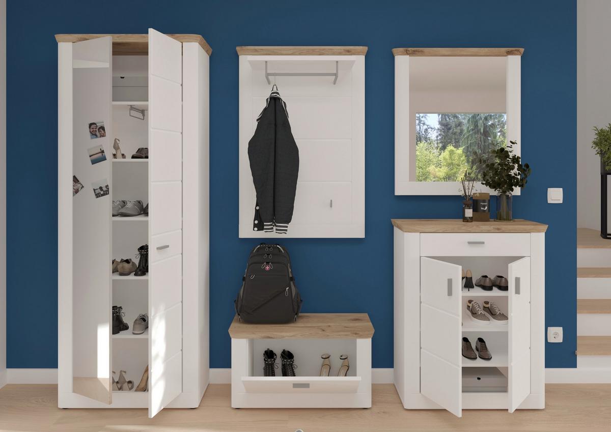 Garderobenschrank Michigan Mit Spiegel B: 79 Cm - Weiß, LIFESTYLE, Holzwerkstoff (79/204/37cm) - MID.YOU