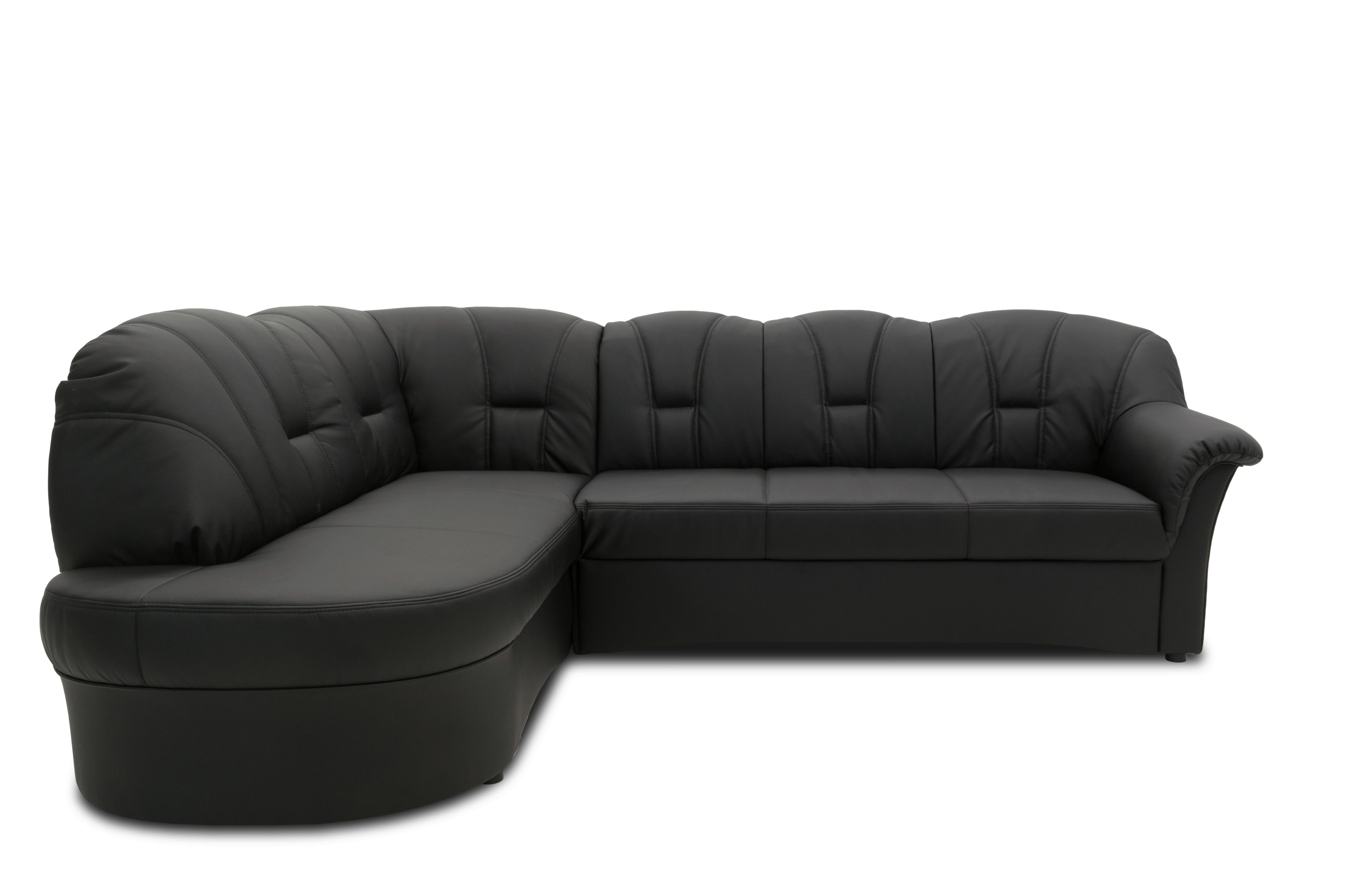 Ecksofa Papenburg Schwarz Lederlook - Schwarz, KONVENTIONELL, Textil (180/243cm) - MID.YOU
