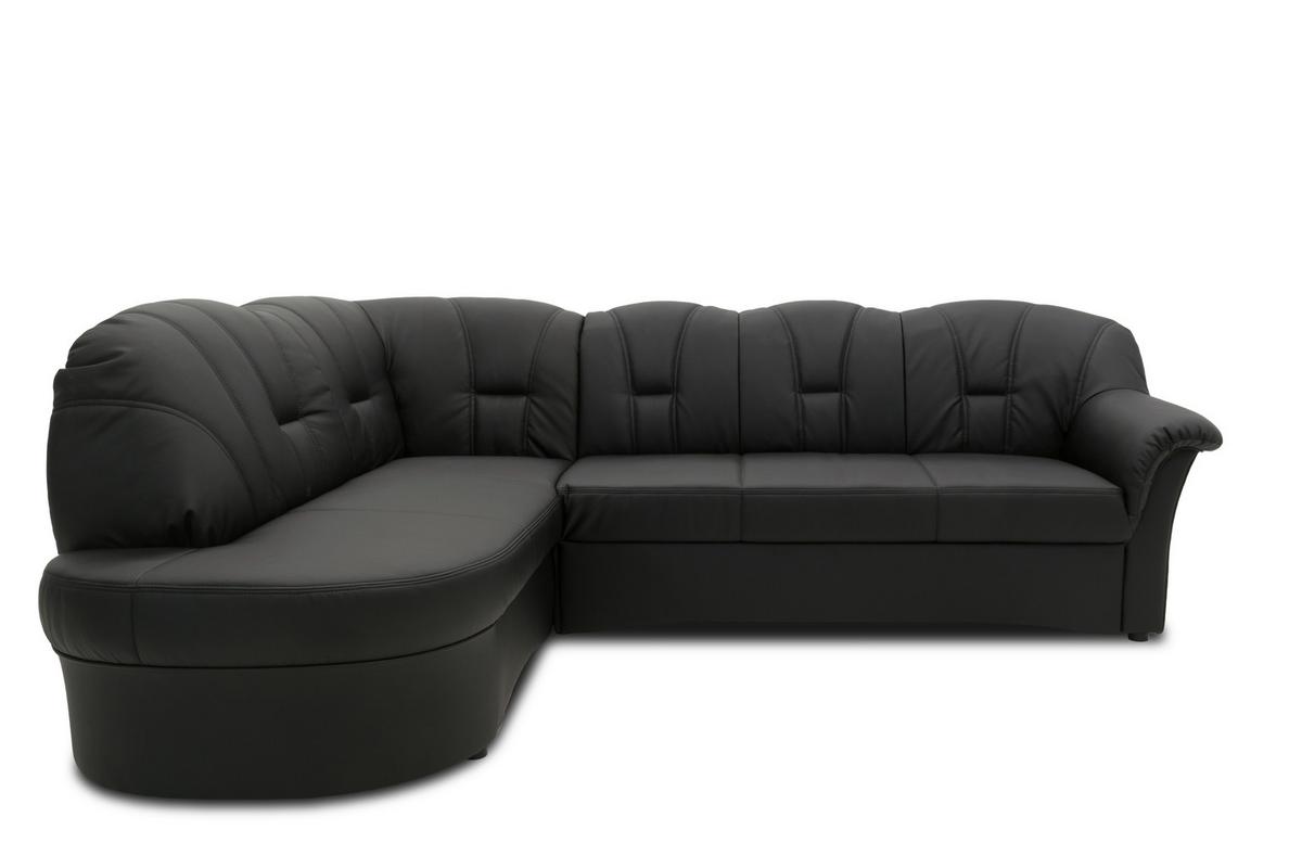 Ecksofa Papenburg Schwarz Lederlook - Schwarz, KONVENTIONELL, Textil (180/243cm) - MID.YOU