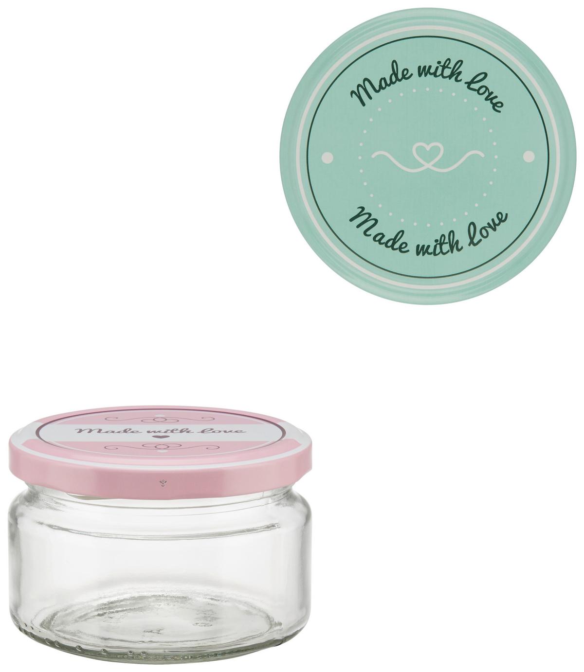 ZAVAŘOVACÍ SKLENICE ROSIE - 250ML - růžová/mátově zelená, kov/plast (250ml)