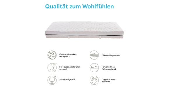 Komfortschaummatratze Comfort 90x200 cm H2 H: 20 cm - Weiß, MODERN, Textil (90/200cm) - Primatex