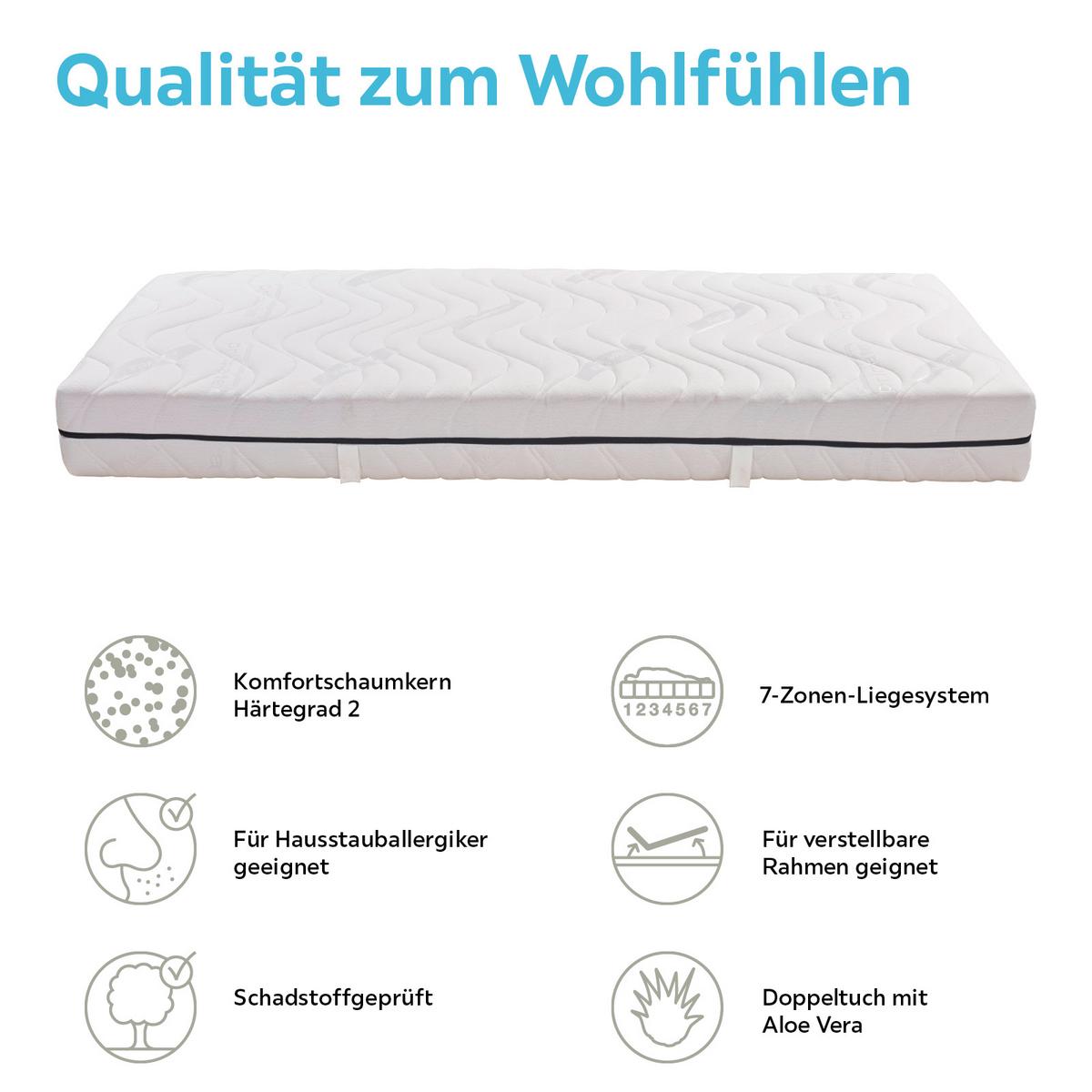 Komfortschaummatratze Comfort 90x200cm Mittelfest - Weiß, MODERN, Textil (90/200cm) - Livetastic