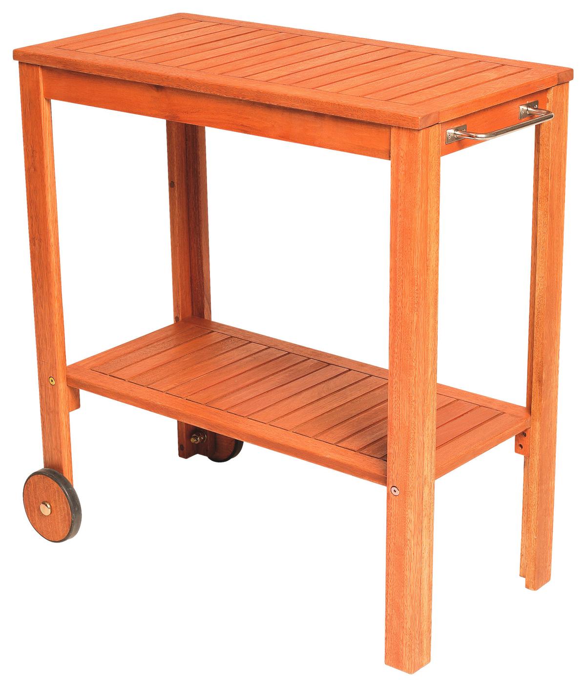 Servierwagen Echtholz Naturfarben Mit 2 Rollen - Naturfarben, KONVENTIONELL, Holz (45/85/84cm) - Gardenson