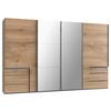 Schwebetürenschrank Mit Spiegel + Laden 350cm Level 36a, Eiche - Eichefarben, Basics, Holzwerkstoff (350/216/65cm) - MID.YOU