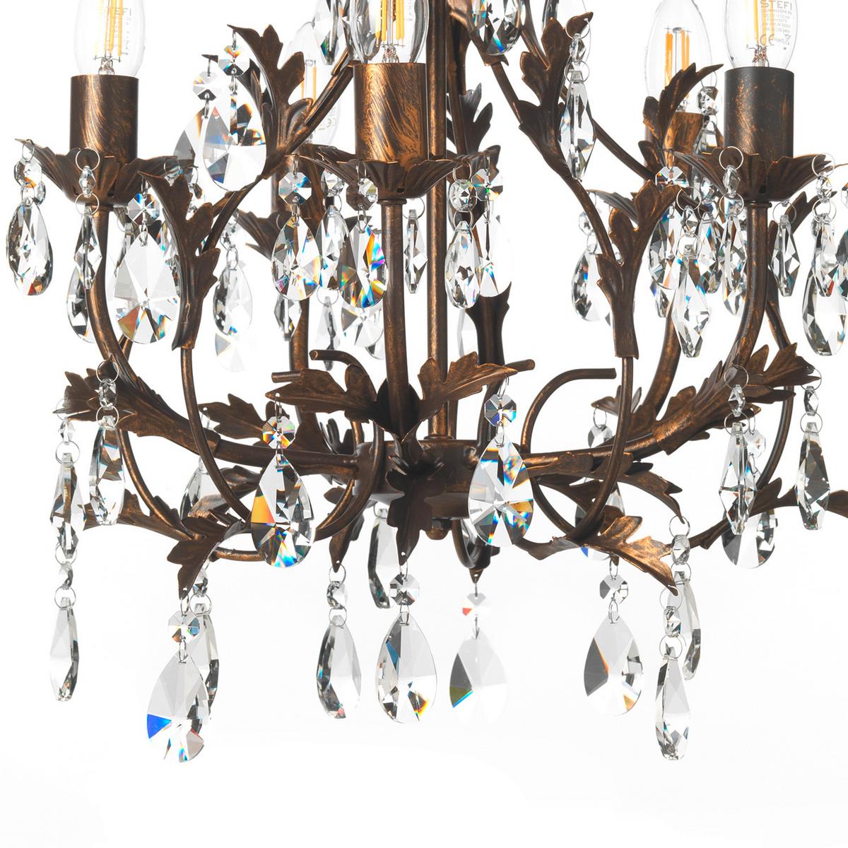 Kristall-Hängeleuchte 4706/5 - Bronzefarben, KONVENTIONELL, Glas/Metall (42/80cm)