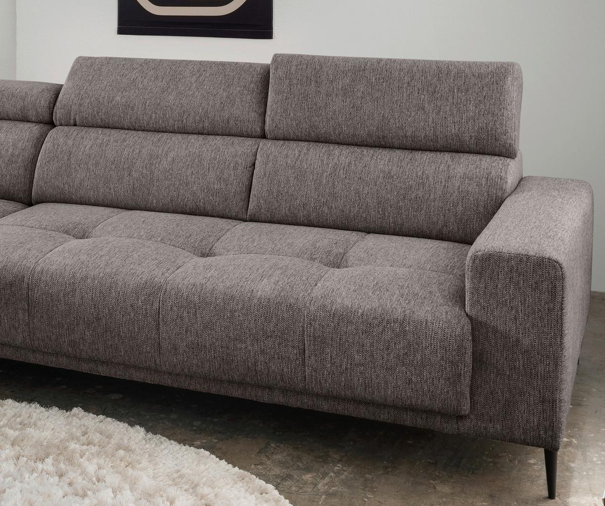 Ecksofa Intera Graubraun S: 188x276 Cm - Graubraun/Schwarz, KONVENTIONELL, Textil (188/276cm) - Livetastic
