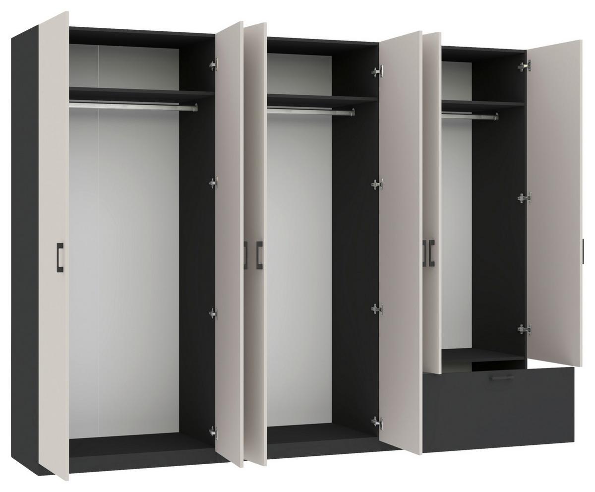 Drehtürenschrank Mit Schublade 269cm Mila Kaschmir/anthrazit - Kaschmir/Anthrazit, KONVENTIONELL, Holzwerkstoff (269/210/54cm)