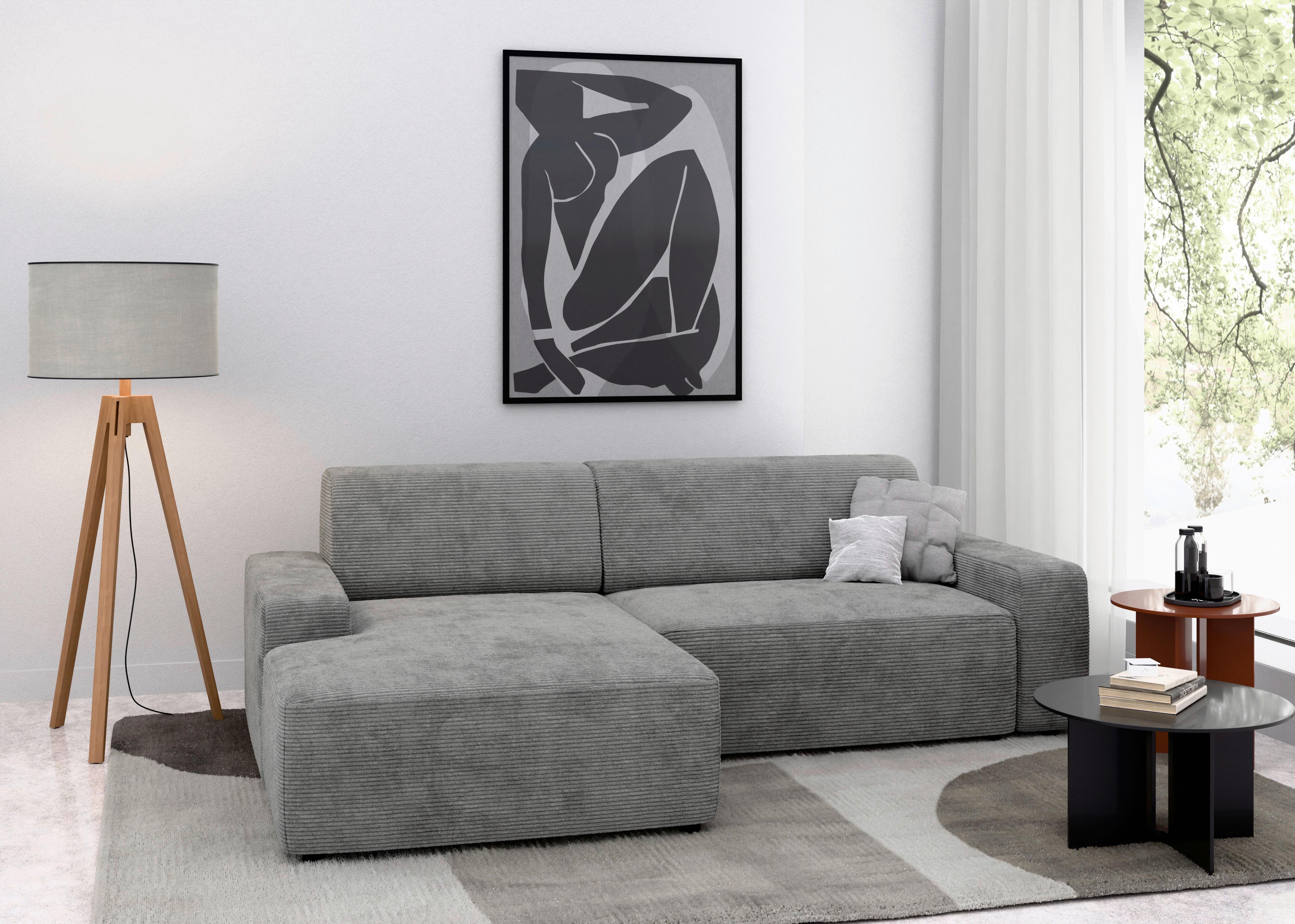 Ecksofa Wien, Grau S: 162x246 cm - Schwarz/Grau, MODERN, Textil (162/246cm) - Trendmanufaktur
