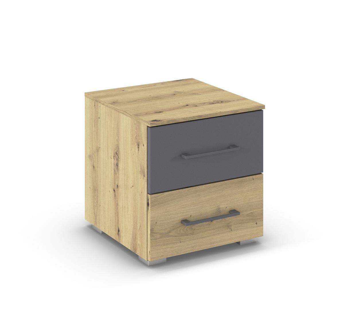 Nachtkästchen Tampa Anthrazit/ Graphit/Eiche Dekor B: 47 cm - Anthrazit/Hellgrau, MODERN, Holzwerkstoff (40/42/42cm) - Rauch Möbel