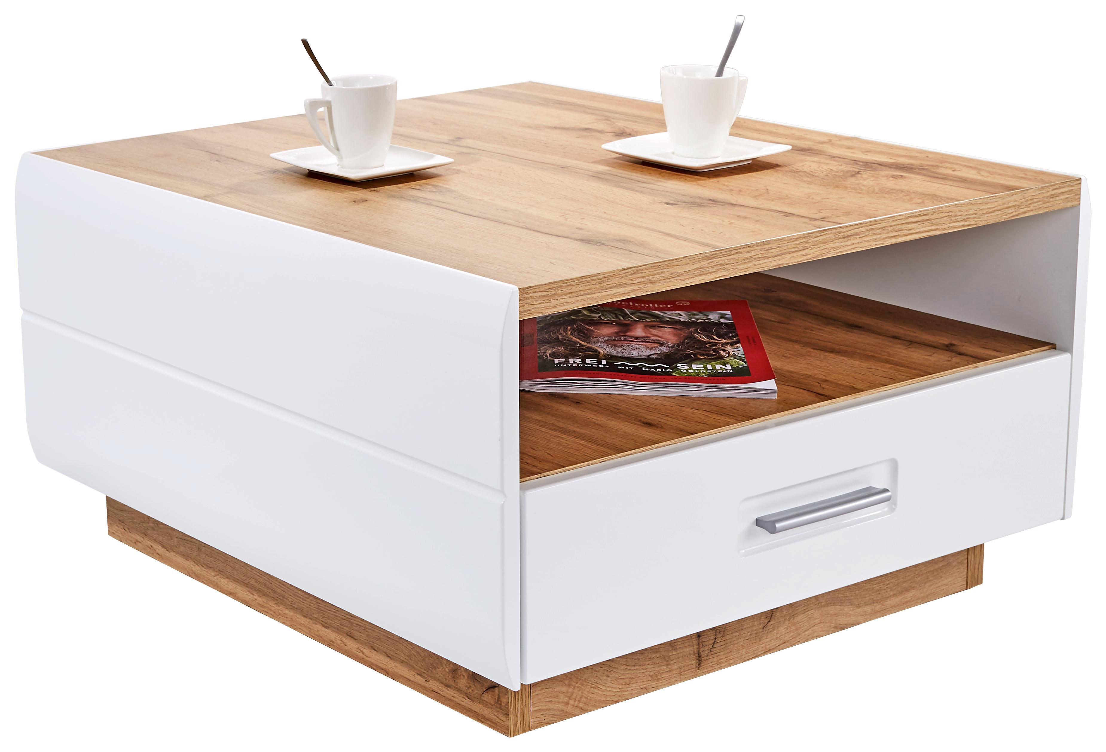 Couchtisch mit Laden und Fach Avensis In Kraft Eiche Dekor - Eichefarben/Weiß, MODERN, Holzwerkstoff (75/40/75cm) - Luca Bessoni