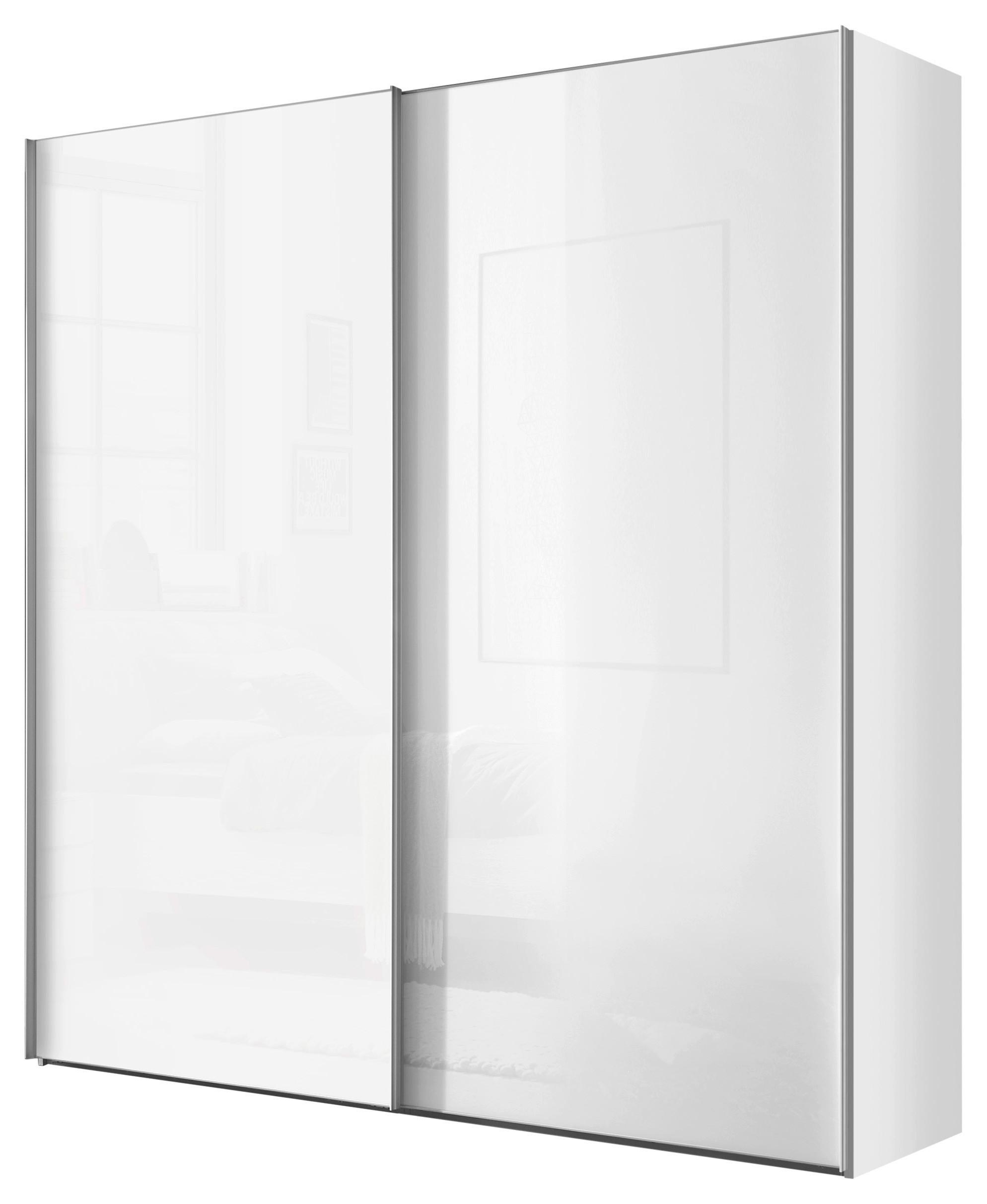 Schwebetürenschrank Lumos Weißglas, B: 200cm - Weiß, Trend, Glas/Holzwerkstoff (200/222/68cm) - Luca Bessoni