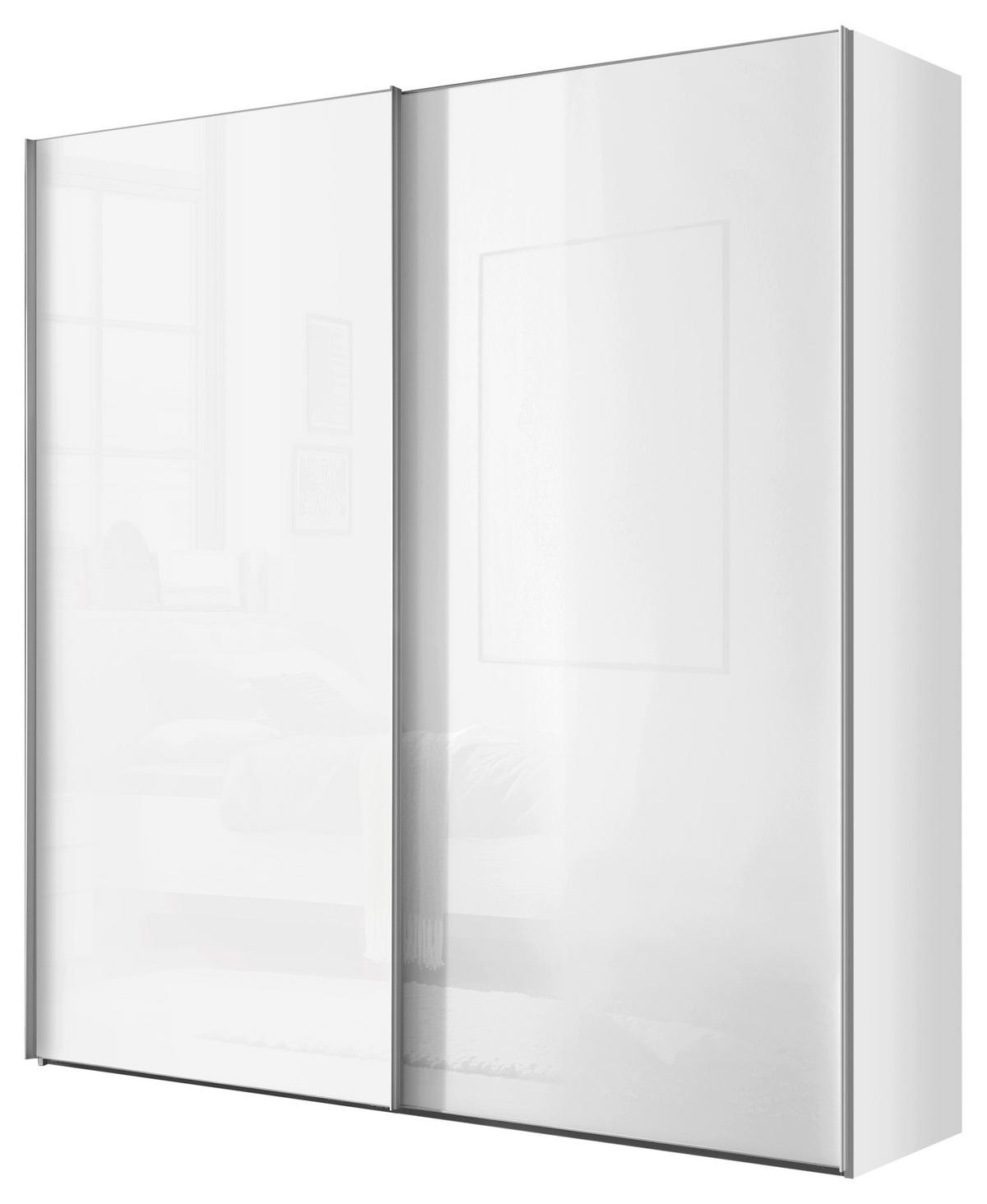 Schwebetürenschrank Lumos Weißglas, B: 200cm - Weiß, Trend, Glas/Holzwerkstoff (200/222/68cm) - Luca Bessoni