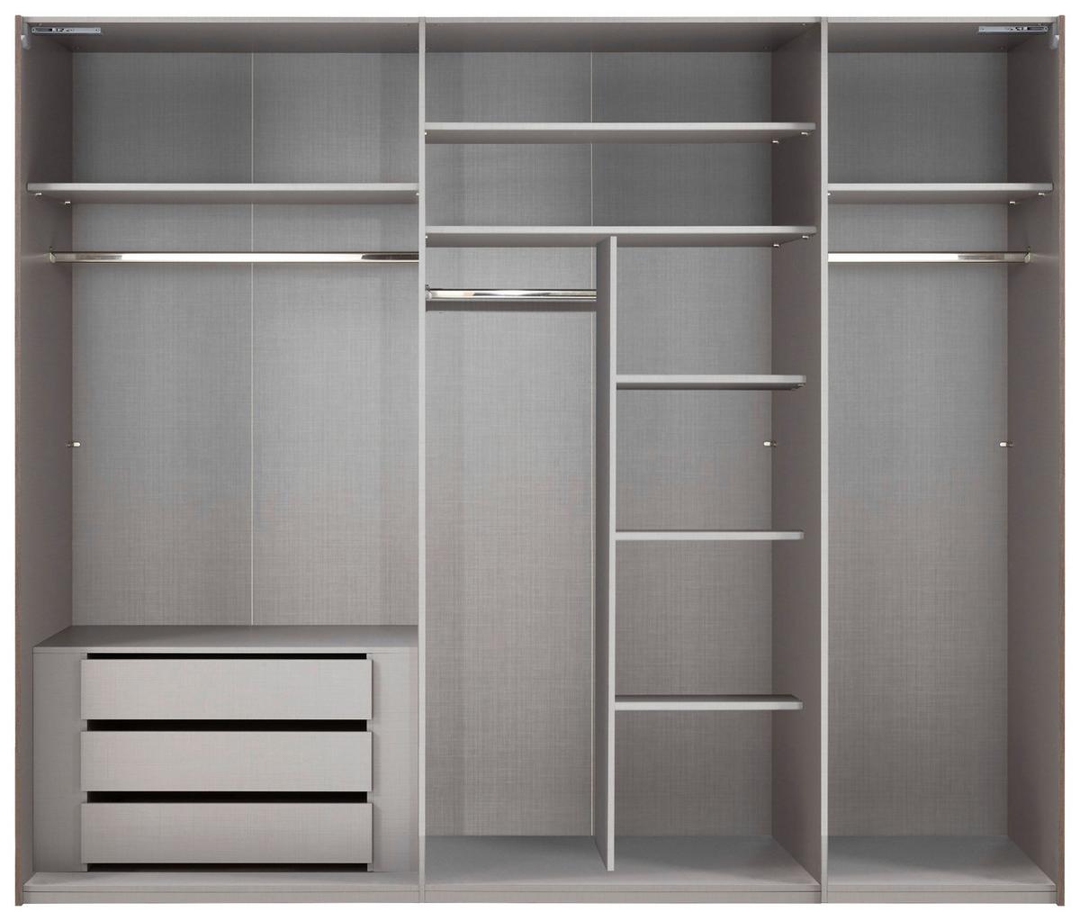 Schwebetürenschrank Indian A Weiß Dekor, B: 250cm - Weiß, KONVENTIONELL, Holzwerkstoff (250/216/65cm)