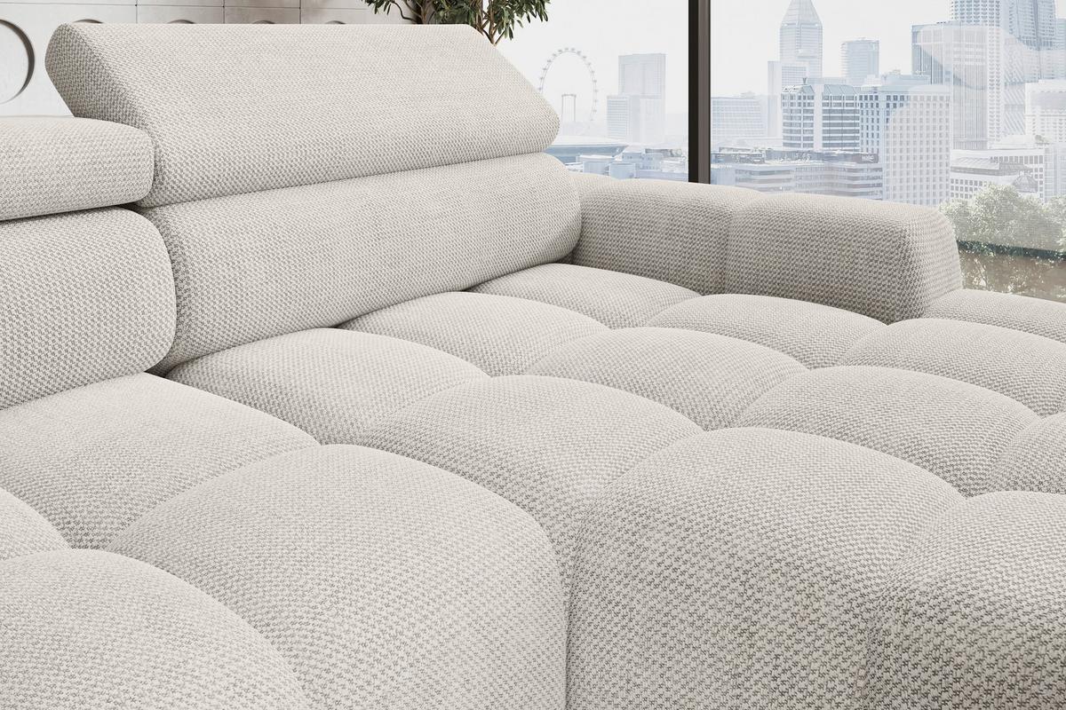 Ecksofa Fargo S Greige, B: 285 cm - Greige/Schwarz, Trend, Textil (285/168cm)
