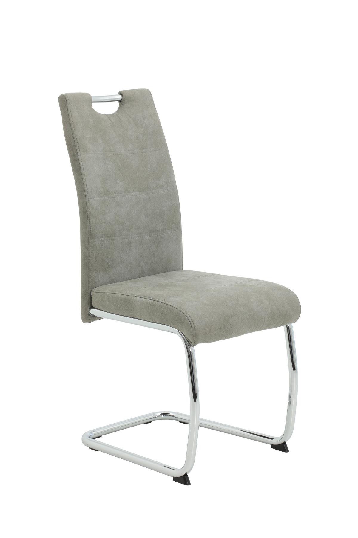 Schwingstuhl-set Flora Grau B: 43 Cm - Chromfarben/Grau, MODERN, Textil/Metall (43/98/59cm) - MID.YOU