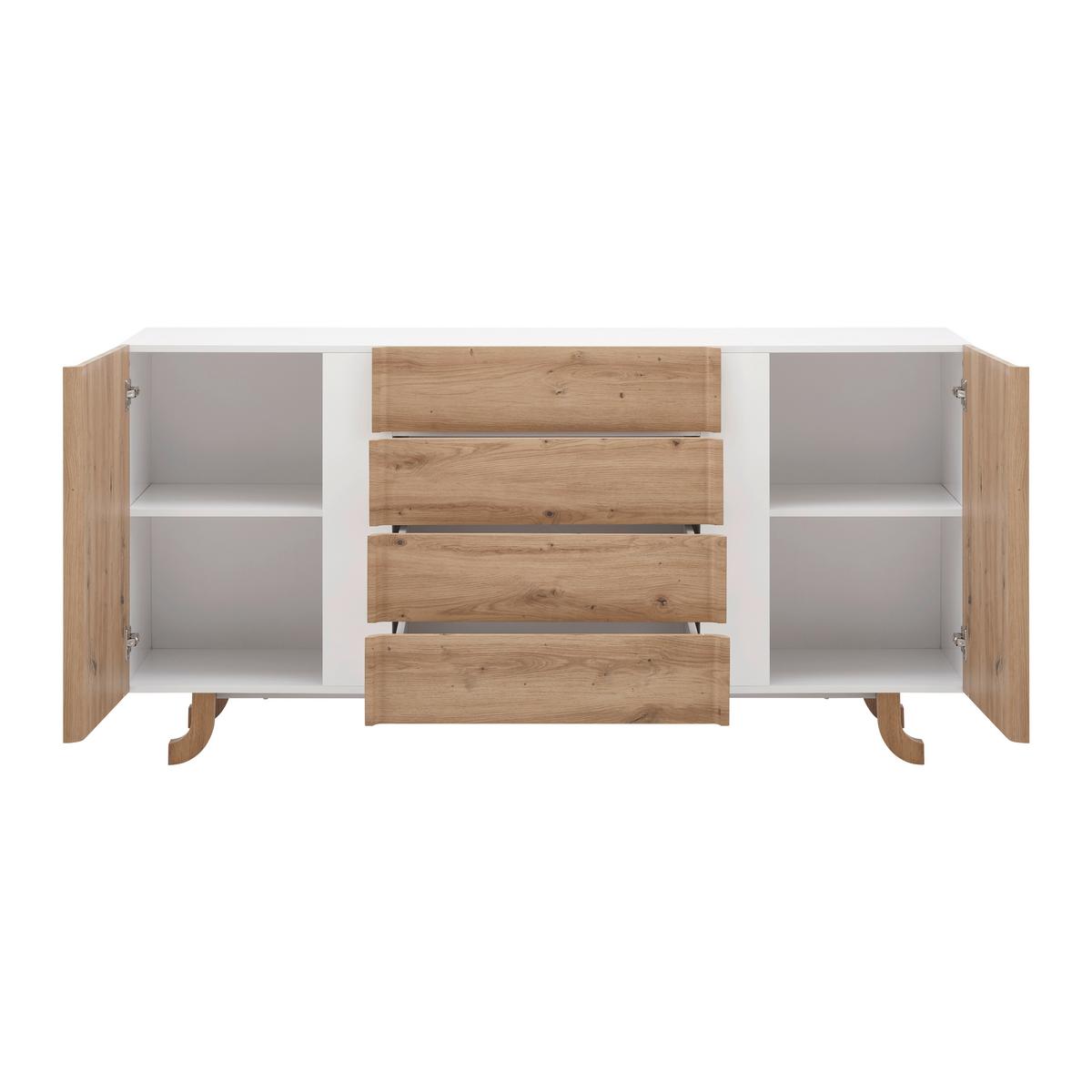 Komoda VIRA - biela/farba borovice, Modern, drevo (172/85/43cm) - Bessagi Home