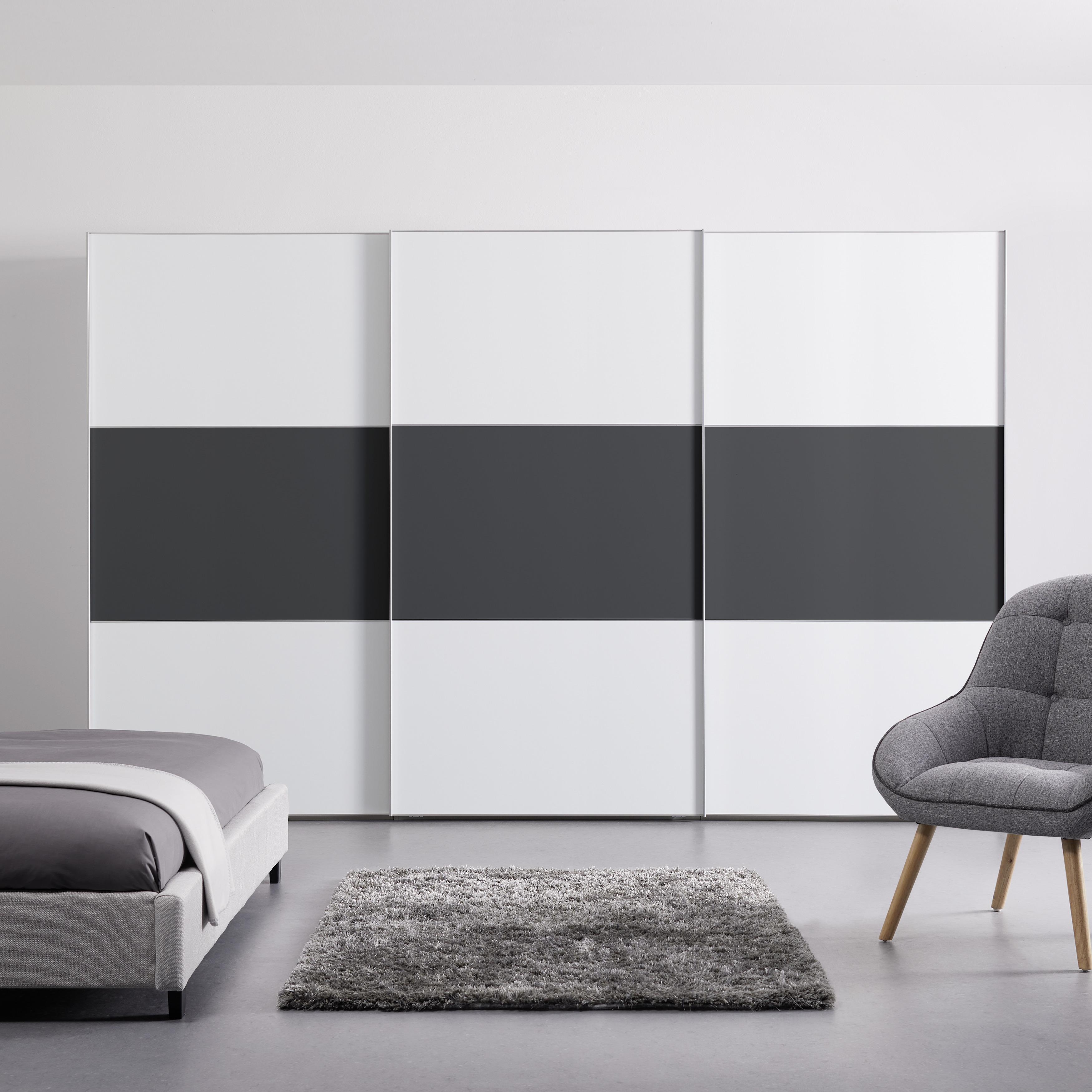 Schwebetürenschrank Includo Weiß/Anthrazit Zimmer