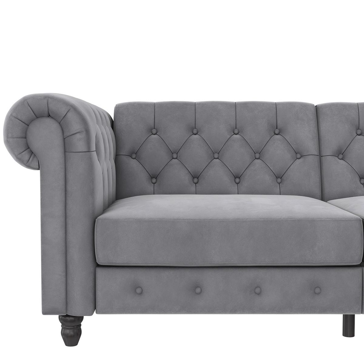 Schlafsofa Firenze Hellgrau, mit Schlaffunktion - Hellgrau/Schwarz, Basics, Textil (236/83/87cm) - Livetastic