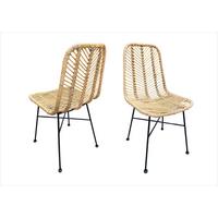 STUHL-SET Naturfarben/Schwarz 2-teilig - Schwarz/Naturfarben, MODERN, Holz/Metall (44/87/57cm) - MID.YOU