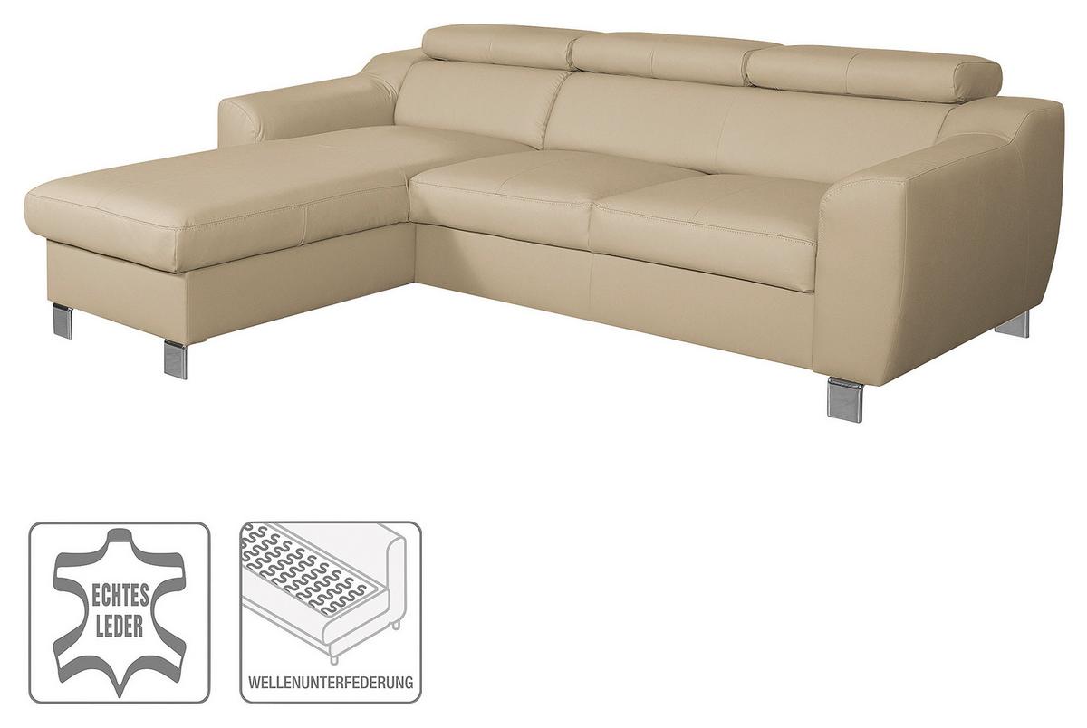 Ecksofa Aspen Schwarz S: 176 Cm - Chromfarben/Schwarz, Design, Leder/Textil (176/242cm) - Livetastic