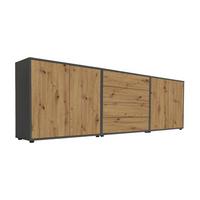 Sideboard Mailand5b:237cmeiche/Anthrazit - Anthrazit/Schwarz, MODERN, Holzwerkstoff (237/73/33cm) - MID.YOU