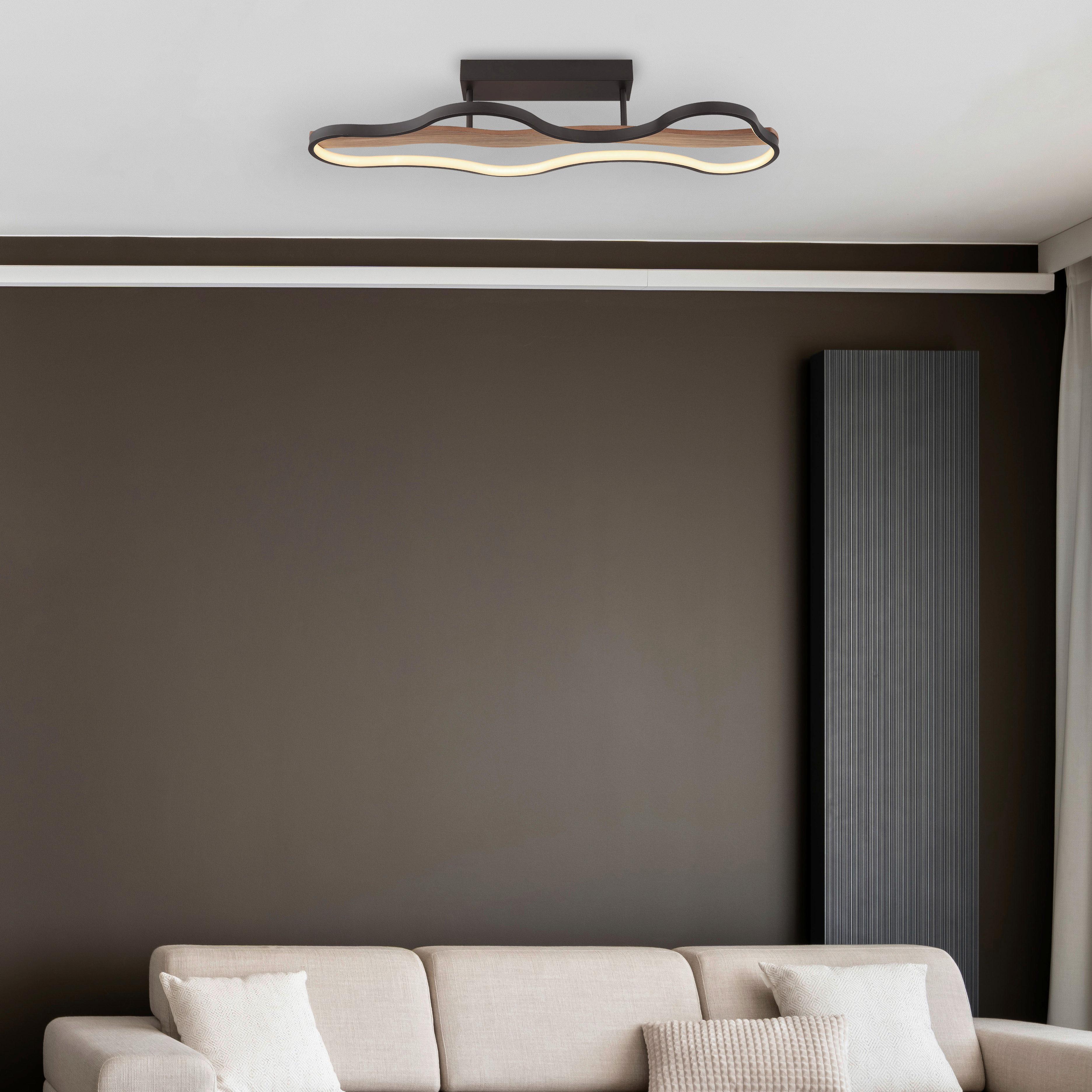 Led Mennyezeti Lámpa 67181d - sötétbarna/fekete, Natur, műanyag/fa (80,6/29/15cm) - Globo