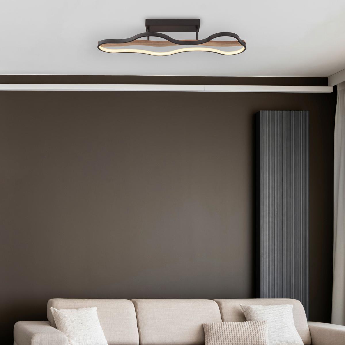 Led Mennyezeti Lámpa 67181d - sötétbarna/fekete, Natur, műanyag/fa (80,6/29/15cm) - Globo